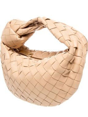 Others Follow Woven Knot-Handle Hobo Bag - Beige